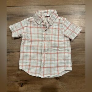Janie and Jack Pink and White Plaid Button Down Shirt